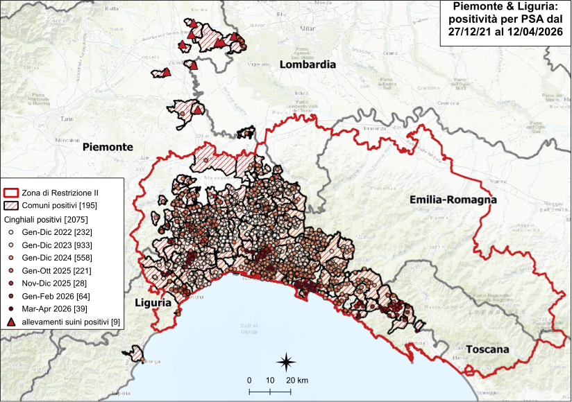Immagine I CONTROLLI PER LA PSA – IN LIGURIA TREDICI NUOVI POSITIVI TRA I CINGHIALI, NESSUNO IN PIEMONTE 
