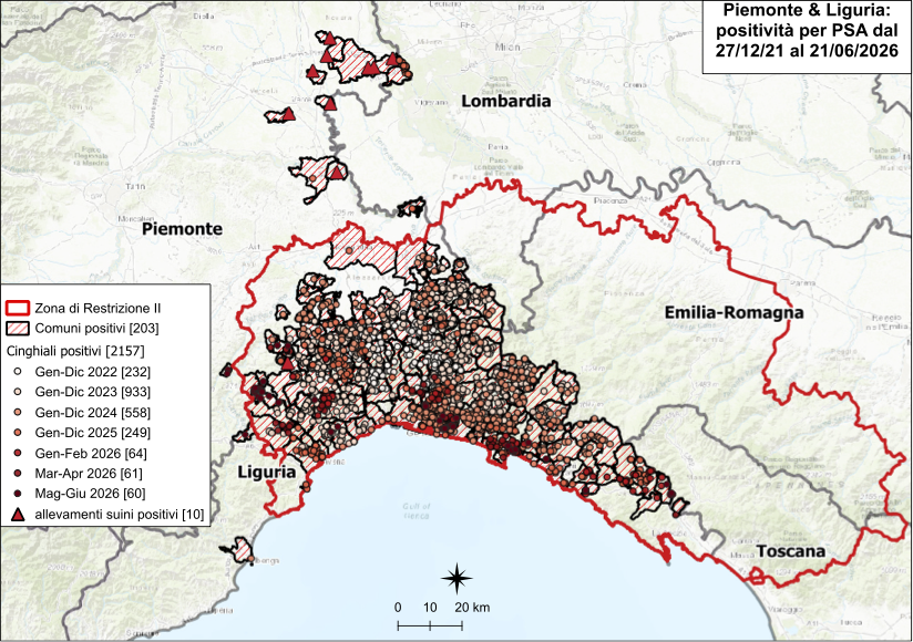 Immagine I CONTROLLI PER LA PSA – IN LIGURIA OTTO NUOVI POSITIVI, NESSUNO IN PIEMONTE. A GENOVA RAGGIUNTI I 300 CASI 