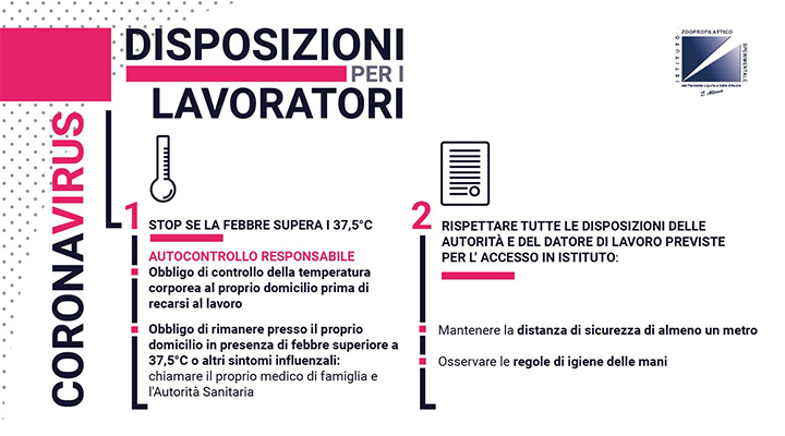 infografica disposizioni per i lavoratori IZSTO