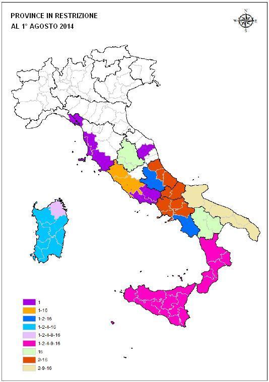 Cartina Provincie di Restrizioni